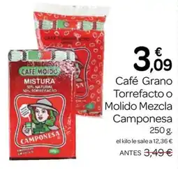 Supermercados El Jamón Café Grano Torrefacto o Molido Mezcla Camponesa oferta