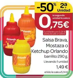 Supermercados El Jamón Orlando salsa brava mostaza o ketchup oferta