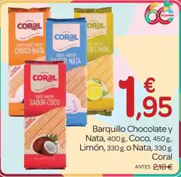 Supermercados El Jamón Coral barquillo chocolate y nata coco limón oferta