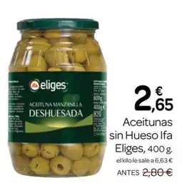 Supermercados El Jamón Eliges aceitunas sin hueso oferta