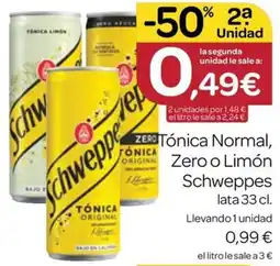 Supermercados El Jamón Schweppes Tónica Normal, Zero o Limón oferta