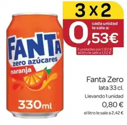 Supermercados El Jamón Fanta zero azúcares naranja oferta