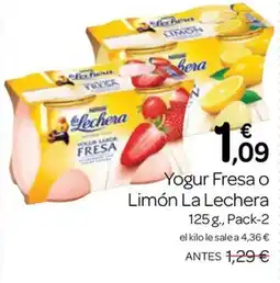 Supermercados El Jamón Yogur Fresa o Limón La Lechera oferta