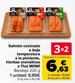 Carrefour Thai MOWI salmón cocinado a baja temperatura a la pimienta, hierbas aromáticas oferta