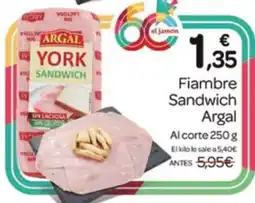 Supermercados El Jamón Argal york fiambre sandwich oferta