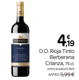 Supermercados El Jamón Berberana D.O. Rioja Tinto Crianza oferta