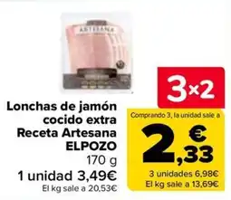 Carrefour Elpozo lonchas de jamón cocido extra oferta
