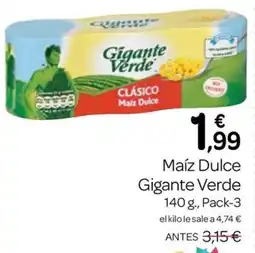 Supermercados El Jamón Gigante Verde Maíz Dulce oferta