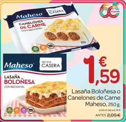 Supermercados El Jamón Maheso lasaña boloñesa o canelones de carne oferta
