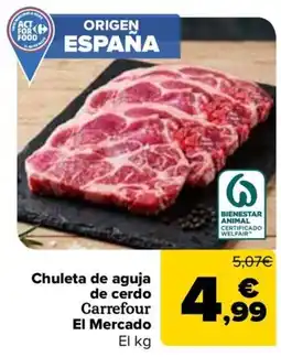 Carrefour Carrefour El Mercado chuleta de aguja de cerdo oferta