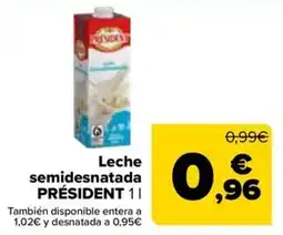 Carrefour Leche semidesnatada PRÉSIDENT oferta