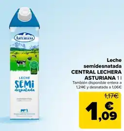 Carrefour Central Lechera Asturiana leche semidesnatada oferta