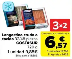 Carrefour Costasur langostino crudo o cocido oferta