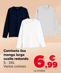 Carrefour Camiseta lisa manga larga cuello redondo oferta