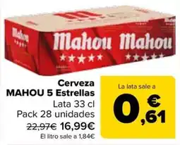 Carrefour Mahou 5 Estrellas Cerveza oferta