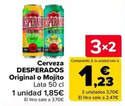 Carrefour Cerveza Desperados Original o Mojito oferta