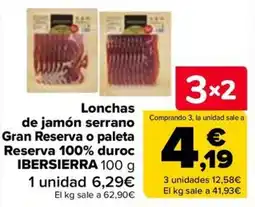 Carrefour Ibersierra lonchas de jamón serrano oferta