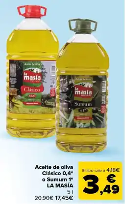 Carrefour La Masía aceite de oliva clásico 0,4º o sumum 1º oferta