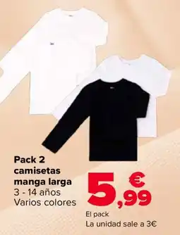 Carrefour Pack 2 camisetas manga larga oferta
