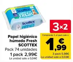 Carrefour Scottex papel higiénico húmedo Fresh oferta