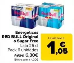 Carrefour Red Bull energeticos Original o Sugar Free oferta