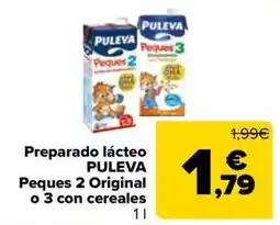 Carrefour Puleva preparado lácteo peques 2 original o 3 con cereales oferta