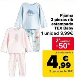 Carrefour TEX Baby pijama 2 piezas rib estampado oferta