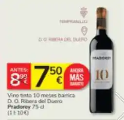 Consum Pradorey vino tinto 10 meses barrica d.o ribera del duero oferta