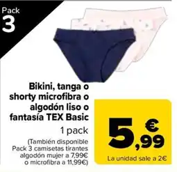Carrefour TEX Basic bikini, tanga o shorty oferta