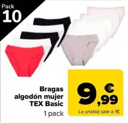 Carrefour TEX Basic bragas algodón mujer oferta