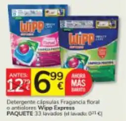 Consum Wipp detergent cápsulas fragancia floral o anticlores wipp express oferta