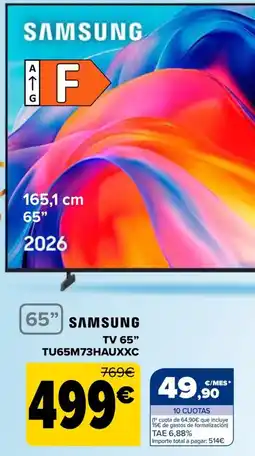 Carrefour samsung tv 65" tu65m73hauxxc oferta