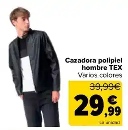 Carrefour Cazadora polipiel hombre TEX oferta