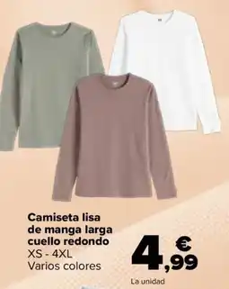Carrefour Camiseta lisa de manga larga cuello redondo oferta
