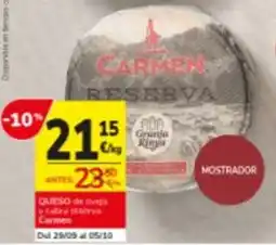 Consum Carmen queso de oveja y cabra reserva oferta