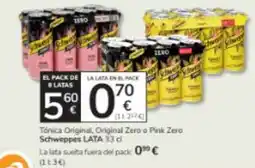 Consum Schweppes Tónica Original, Original Zero o Pink Zero oferta