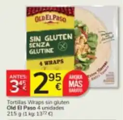 Consum Old El Paso tortillas wraps sin gluten oferta