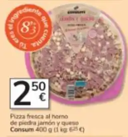 Consum Convente pizza fresca al horno de piedra jamón y queso oferta