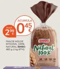 Consum Bimbo pan de molde integral 100% natural oferta