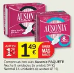 Consum Ausonia compresas con alas oferta