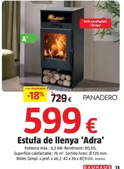 Bauhaus Panadero estufa de llenya 'Adra' oferta
