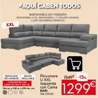 Bari Rinconera U XXL Izquierda con Cama