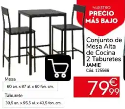 Conforama Jamie conjunto de mesa alta de cocina 2 taburetes oferta