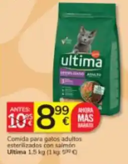 Consum ultima comida para gatos adultos esterilizados con salmón oferta