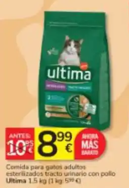 Consum ultima comida para gatos adultos esterilizados tracto urinario con pollo oferta