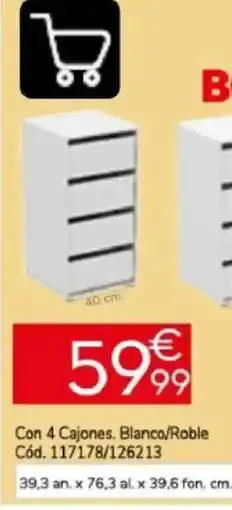 Conforama Con 4 Cajones. Blanco/Roble oferta