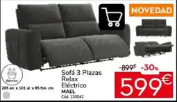 Conforama Mael sofá 3 plazas relax eléctrico oferta