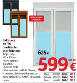 Bauhaus Balconera de PVC practicable oscil-lobatent oferta
