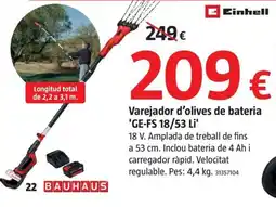 Bauhaus Einhell varejador d'olives de bateria 'GE-FS 18/53 Li' oferta