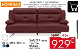 Conforama Kailua sofá 3 plazas fijo piel oferta